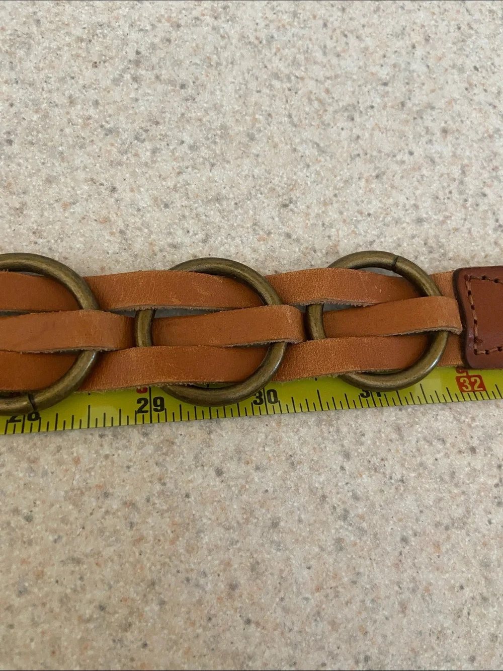 Express Brown Genuine Leather Ring Belt Size Medium Y2K Boho